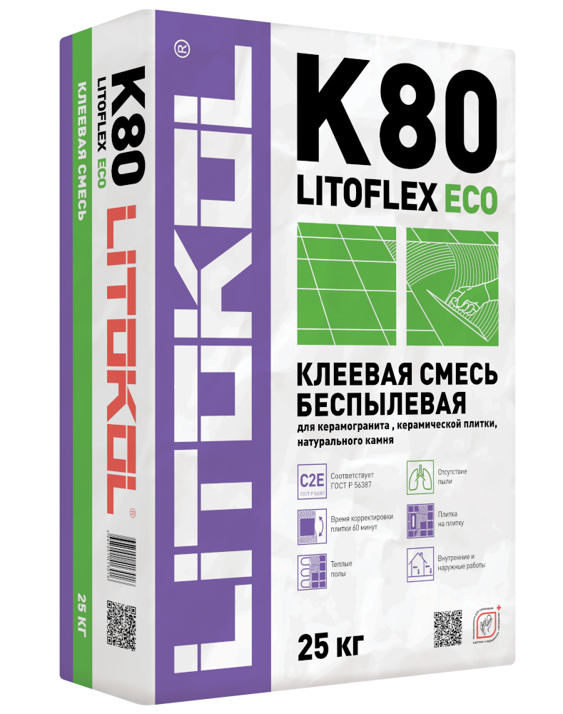 Купить LitoFlex К80 ECO- беспылевая клеевая смесь 25kg bag в Новосибирске #2