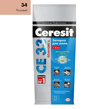 Купить Ceresit CE33/2кг Затирка для швов 1-6 мм внутри и снаружи Розовый 34, РФ в Красноярске