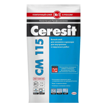 Купить Ceresit CM115/5кг Белый Плиточный клей для мозаики и мрамора, РФ в Москве