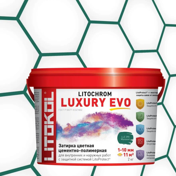 Купить LITOCHROM LUXURY EVO LLE 390 малахит 2kg bucket в Казани-1