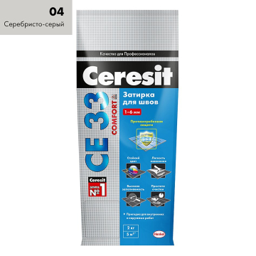 Купить Ceresit CE33/2кг Затирка для швов 1-6 мм внутри и снаружи Серебристо-серый 04, РФ в Уфе