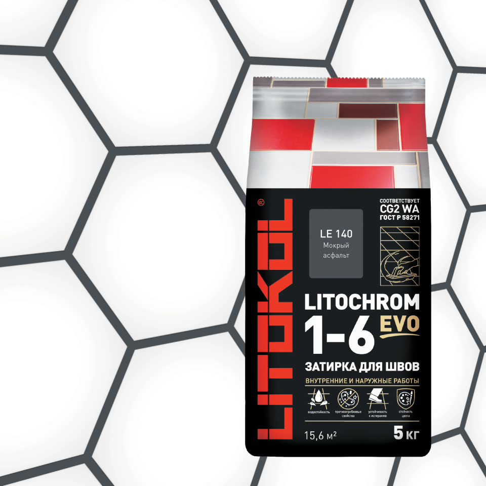 Купить LITOCHROM 1-6 EVO LE 140 мокрый асфальт 5kg Al.bag в Новосибирске