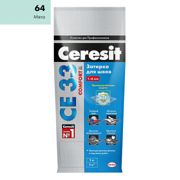 Купить Ceresit CE33/2кг Затирка для швов 1-6 мм внутри и снаружи Мята 64, РФ в Белгороде